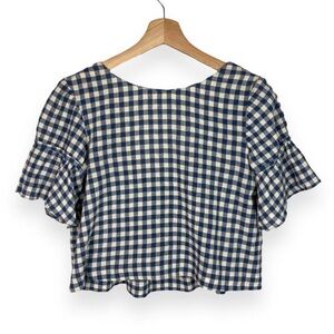 Zara Blue and White Checkered Women's Top
